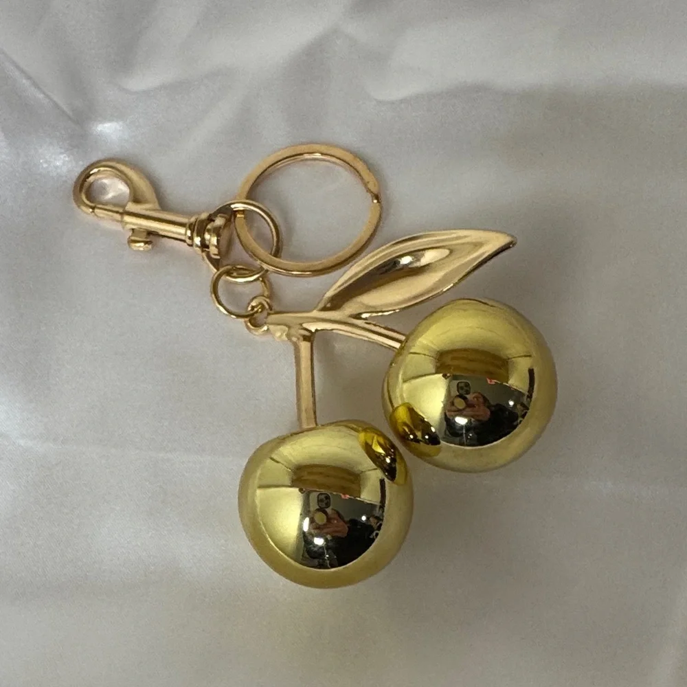 Gold Cherry Keychain